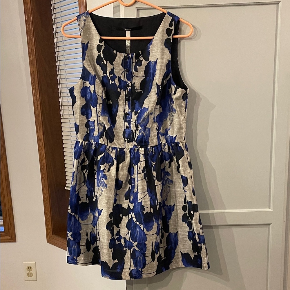 Kensie Black and Blue Patterned Mini Dress